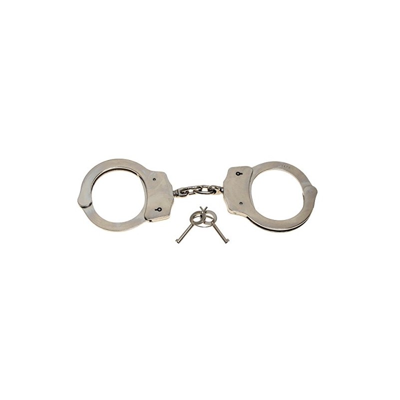 MFH Handschellen Deluxe aus Stahl, vernickelt Double-Lock 2 Schlüssel Securityhandschellen