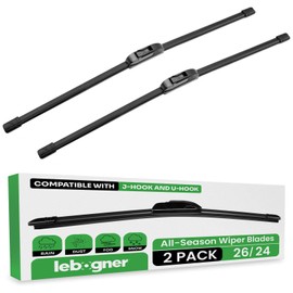 lebogner Wiper Blades 26 Inch + 24 Inch Pack of 2 All-Seasons Automotive Replacement Windshield Wiper Blades For My Car, Stable And Quiet Silicone Beam Blade Compatible With U/J Hook, Easy To Install