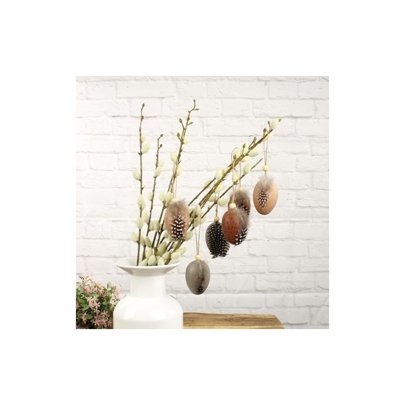 Macosa EX237722 Egg Hangers, Pack of 6 with Feather, Easter