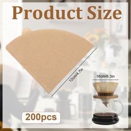 200 PCS Coffee Filter Papers, Natural Brown Disposable Coffee Filter Paper Size 2, Compatible with Dripper Makers (1-4 Cups) (Brown)