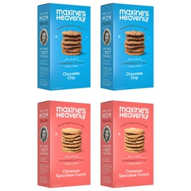 Maxine's Heavenly Crispy Chocolate Chip Cookies and Cinnamon Speculoos Cookies | Low Carb, Low Sugar, Vegan Snacks, Plant Based Snack, Kosher, Gluten Free Snack - Healthy Snacks | 4 pack = 48 cookies