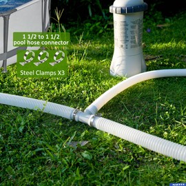 Magoog Pool Hose Connector, 1.25"-1.25" T-Joint Pool Hose Connector, Pool Hose Adapter for Filter Pump, Grey