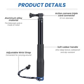 92cm Waterproof Selfie Stick Extendable 29-92cm for GoPro Hero 13 12 11 Max DJI Osmo Pocket 3 Insta360 X5 X4 AKASO EK7000 V50 X Action Camera Extension Pole Aluminium Handle Telescopic Pole Water