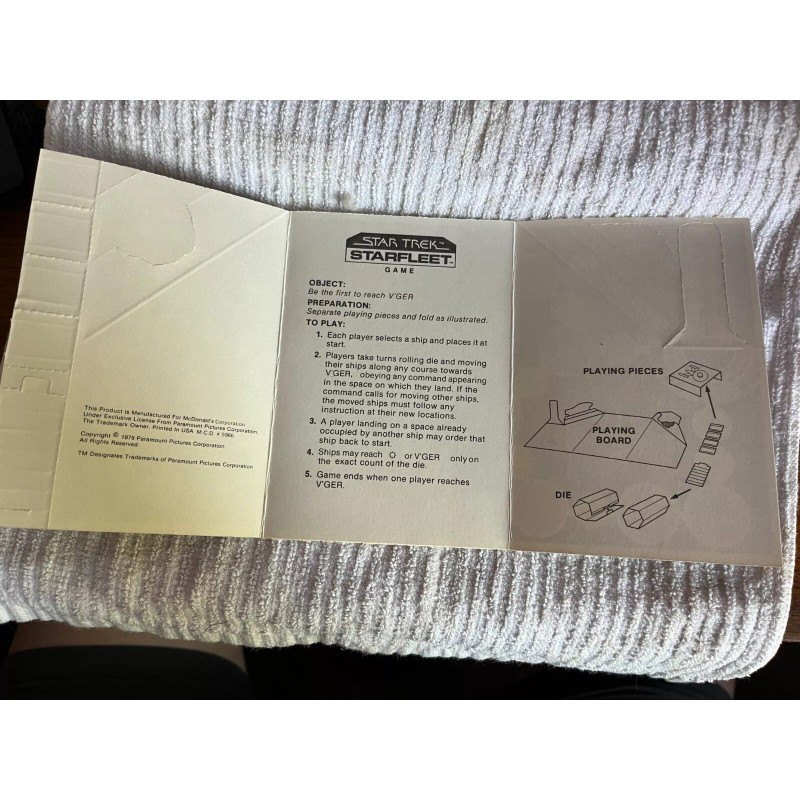 McDonald's 1979 McDonald's Star Trek Starfleet Game Happy Meal -