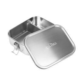 Tatonka Stainless Steel Lunch Box 2 1000 ml Lock - Bread Box with Dividers and Clip Closure - Unbreakable, Non-Toxic, Dishwasher Safe, Plastic-Free and BPA-Free - 1 Litre