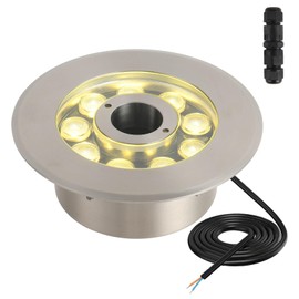 Ajinsn LED Fountain Lights Warm White Outdoor Submersible Light 18W 12V AC DC Stainless Steel Materials IP68 Waterproof Landscape Underwater Light for Outdoor Pond Garden Patio Backyard