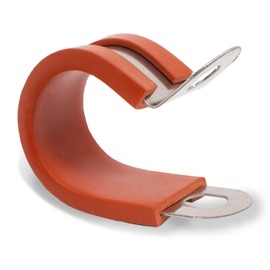 Phoenix Top-Notch Tools Premium 25 Pack 1/2" 304 Stainless Steel Red Silica Gel Rubber Insulated Cushion Cable Clamps For Hose Clamps Pipe Clamps and P Clamps