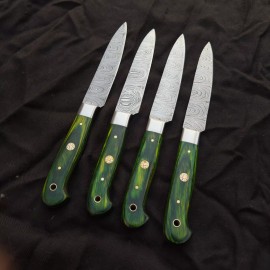 Damascus Eye Catching Custom Made Damascus Blade 4Pcs. CHEF/KITCHEN Steak Knives Set 1081