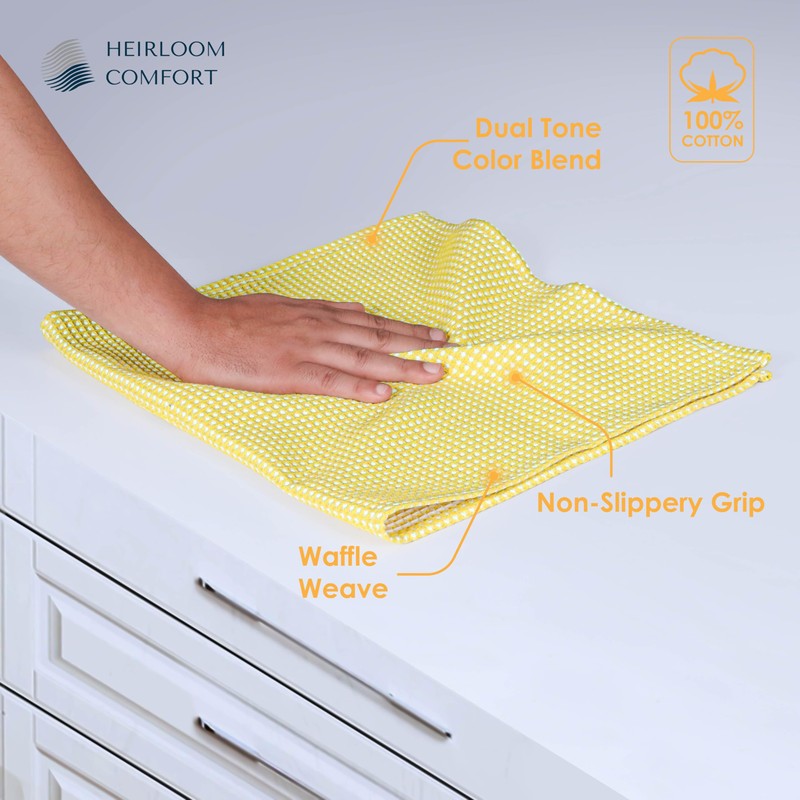 HEIRLOOM COMFORT Dual Waffle Weave Dish Cloth, 12 Pack, 30x30