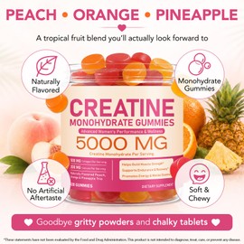 Creatine Monohydrate Gummies 5000MG with L-Taurine, BCAA, B12/6, 120 Count