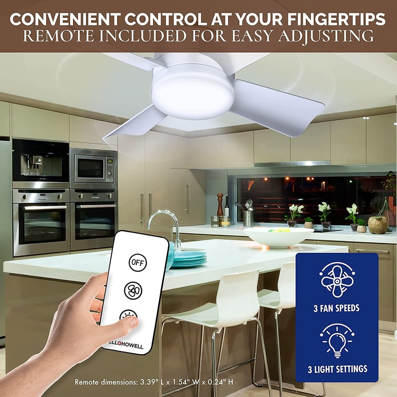 Bell+Howell Socket Breeze Modern Ceiling Fans with LED Lights, 10"