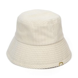 UNDERCONTROL Thick Corduroy Ribbed Cotton Gold Label Wide Deep Long Brim Size Adjustable Four Seasons Unisex Warm Bucket Hat Safari Fashion Hat Korea (Cord Ivory)