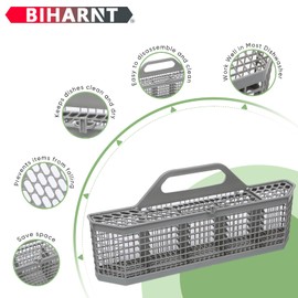 BIHARNT WD28X10128 Universal Dishwasher Utensil Silverware Cutlery Basket Compatible with GE Whirlpool Kenmore Maytag Frigidaire KitchenAid Samsung LG Dishwasher,Part No.WD28X10127, WD28X10131