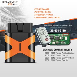 Extra-Partss OBD DIY Programmer and Smart Remote Car Key Bundles for Toyot HYQ14AAB 271451-0140 Board fits Camry 2007 2008 2009 2010