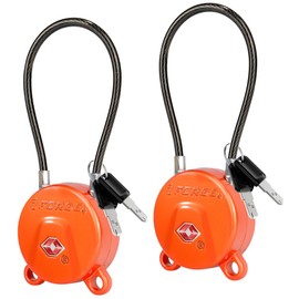 Forge TSA Approved Luggage Locks Ultra-Secure Dimple Key Cable Locks for Travel with Zinc Alloy Body- 2 Orange Locks