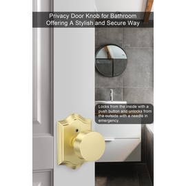 goldenwarm 4 Pack Gold Interior Door Knobs, Zinc-Alloy Heavy Duty Privacy Door Knobs Interior for Bedroom, Brushed Brass Door Knobs Privacy, Brushed Gold Door Knobs Interior for Bathroom