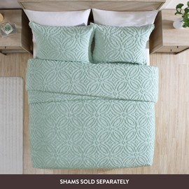 Beatrice Home Fashions Wedding Ring Chenille Bedspread, Queen, Blue