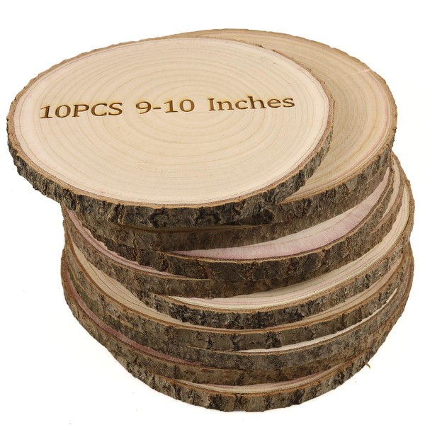 GRCEOY Large Wood Slices for Centerpieces 10 Pack 9-10 inches