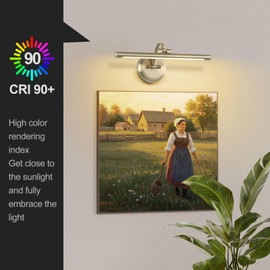 Tassuowell Antique Bronze Picture Light for Wall,Dimmable Painting Light,16 Inch Hardwired Picture Frame Lights,9W 3000K Warm White,Art Lighting Display Lamps,Rotatable Full Metal Gallery Light