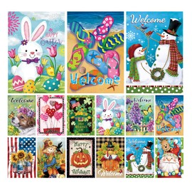 THQZLH 12x18 Seasonal Garden Flags - Yard Flags for Outside, Double-Sided, All-Weather