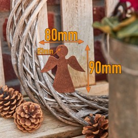 Deko Kind - Rusty Angel - 8 x 9 cm - Weather Resistant - Patina - Rust Garden Stake - Metal - Garden Figure - Rust Decoration - Wall Decoration - Rust Angel - Angel Figure