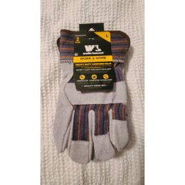 Wells Lamont Heavy Duty Work & Home Gloves 2 Pack Cowhide Palm Size L NWT