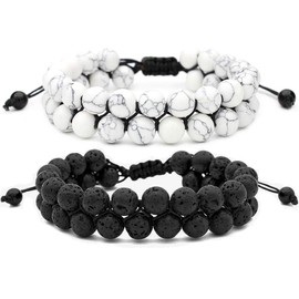 Softones 8MM Lava Rock Aromatherapy Anxiety Essential Oil Diffuser Beads Bracelet for Men Women,Friendship Couples Gifts Natural Stone Bracelets