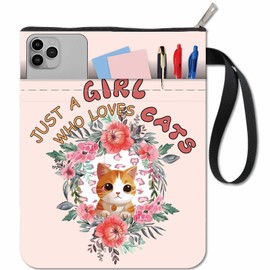 CRASPIRE Cat Wreath Book Sleeve Protector with Zipper Waterproof Canvas Pouch Covers for Books Lovers Paperback Notebook Bible Journal Textbooks Paperbacks Cute Double-Sided Pattern 8.66 x 11 Inch