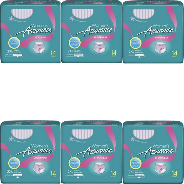 Assurance Incontinence Underwear for Women, Maximum, 2XL, 14 Ct (Pack of 6)