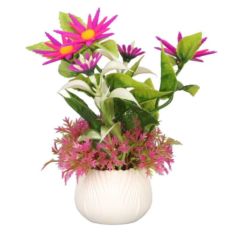 2pcs Artificial Aquarium Plants Silicone Flowers Reusable Resin Pots Fish
