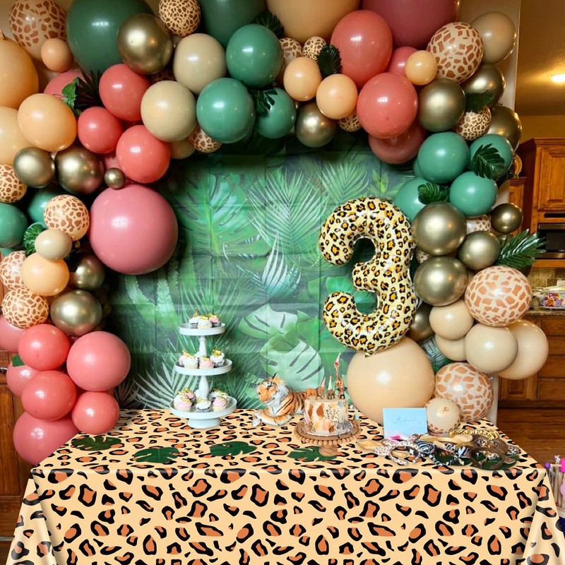PTECDROTS 4Pcs Leopard Tablecloths, Rectangular Safari Animal Cheetah Print Table