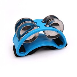 CHUANGOU Foot Tambourine with Metal Bells, Percussion Musical Instrument for Arms and Feet (Blue, Pack of 1)
