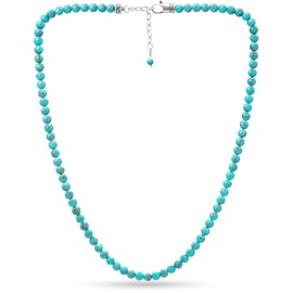 RTZN® Mens Beaded Necklaces — Premium Artisan Handcrafted Turquoise Necklace for Men — 6MM Beaded Necklace for Men and Women Adjustable 22"- 24” Inches (Turquoise)