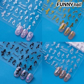Little Mermaid Nail Stickers Metallic Nail Stickers Mermaid Nail Stickers / 인어공주 네일스티커 메탈네일스티커 인어네일 스티커
