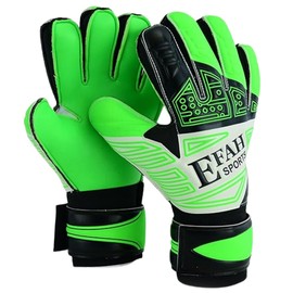 EFAH SPORTS Football Goalkeeper Gloves For Kids Boys Children Youth Soccer Goaile Glove With Fingersave and Double Wrist Protection Strong Grip Palms (Size 5 suitable for 9 to 12 years old, Green)