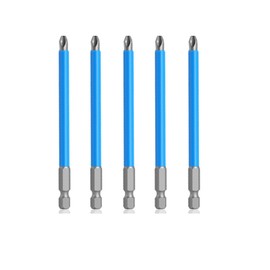 5 Pcs 150mm Screwdriver Bit Set, PH2 Impact Screwdriver Driver Bits, 1/4" Hex Shank, Anti Slip Phillips Cross Head Drill Bits for Electric Hand Screwdrivers