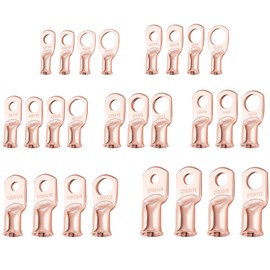 XHF 100PCS 1/0 AWG-3/8 Heavy Duty Battery Lugs with 3:1 Heat Shrink Tubing, Ring Terminals Battery Cable Ends Copper Eyelets Electrical Battery Connectors