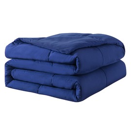 Ultra-Soft Reversible Microfiber Comforter - All-Season Bedding - Lightweight & Machine Washable for King/Queen/Full (Dark Blue, Full)