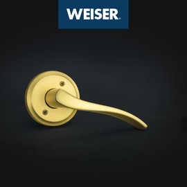 Weiser Sedona Satin Brass Door Handle, Right-Handed Half Dummy Lever, Non-Turning Interior Door Handles for Wardrobe, Closet Door & French Doors, Cabinet Handle/Cupboard Handles, Home Décor