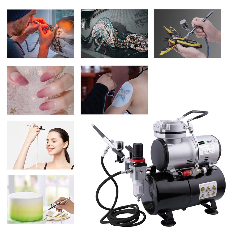 Timbertech Airbrush Kit With Compressor AS-186K With Airbrush Gun, Air