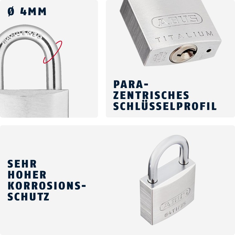 ABUS Padlock Titalium 64TI/25 gl.-6256 - keyed Alike - Lock