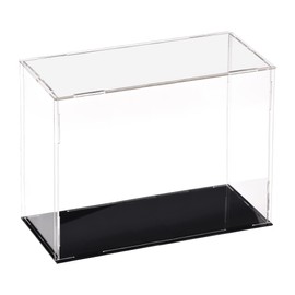 TA-VIGOR Acrylic Clear Display Box, 25 x 10 x 20cm Assemble Countertop Case Cube Storage Box Organizer Stand Dustproof Protection Showcase with Black Base for Collectibles Storage