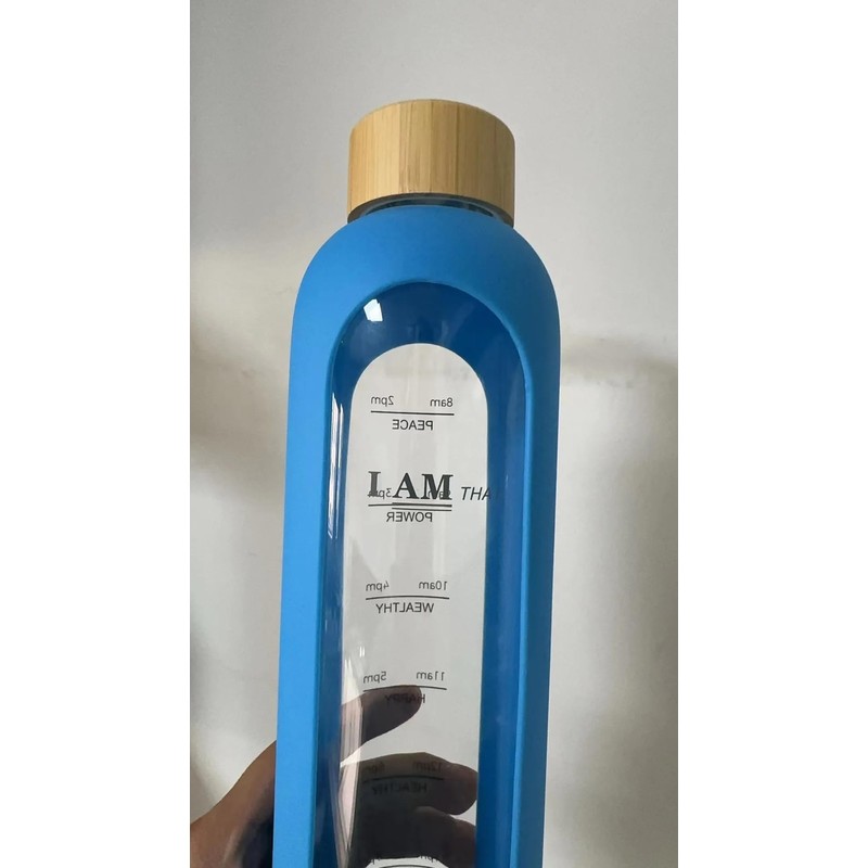 I AM THAT, SPEAK,DRINK,THINK, POSITIVE 32 oz borosilicate glass water