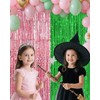 2 Pack Pink and Green Glitter Foil Curtain Backdrop Streamers,