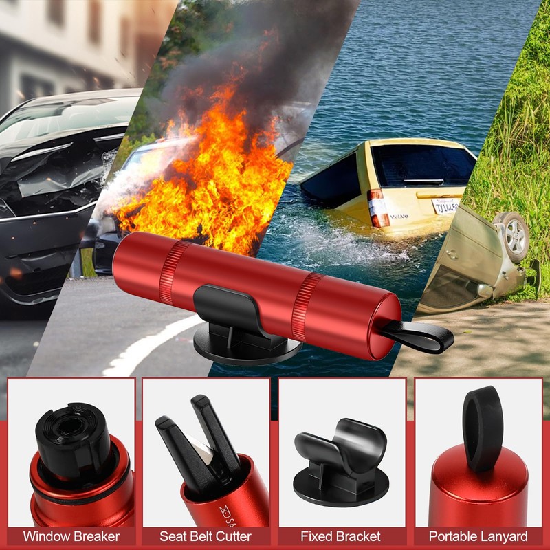 Zikenis 2 Stück Auto Sicherheitshammer,2 in 1 Gurtschneider Notfallhammer,Multifunktional Gurtschneider