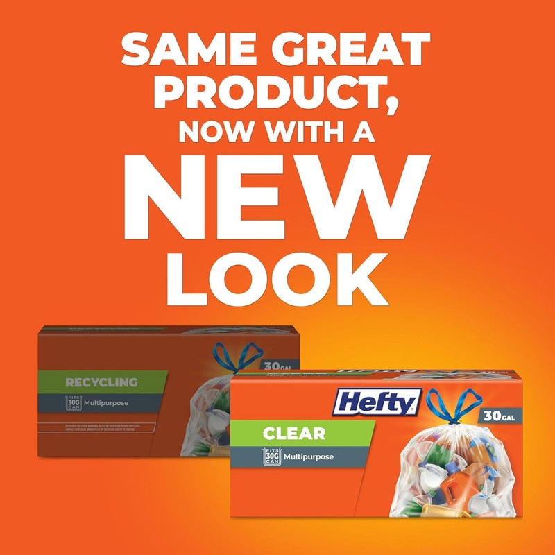 Hefty Recycling Trash Bags, Clear, 30 Gallon, 36 Count