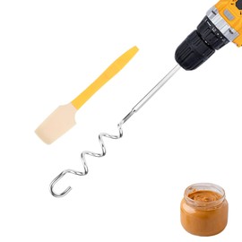 Peanut Butter Stirrer, 11.8 Inch Stainless Steel Peanut Butter Stirring Tool with Silicone Jar Spatula, Mixer Nut Butter Stirrer Tool for Mixing Various Butter Peanut Jam