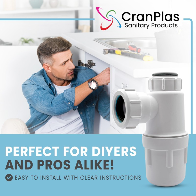 CranPlas | 40mm Sink Trap | Effortless Installation | Universal