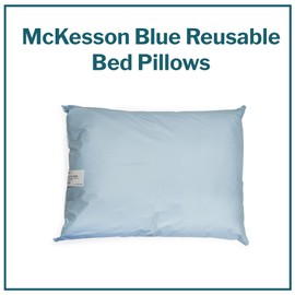 McKesson Medical Pillow [1 Count] Reusable Hospital Bed Pillows, Vinyl Cover, Fluid Moisture and Stain-Resistant, Blue, 19 in x 25 in