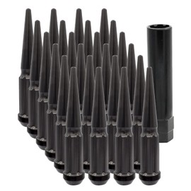 12x1.5 Spike Lug Nuts 4.37" 6 Lug Install Kit Black
